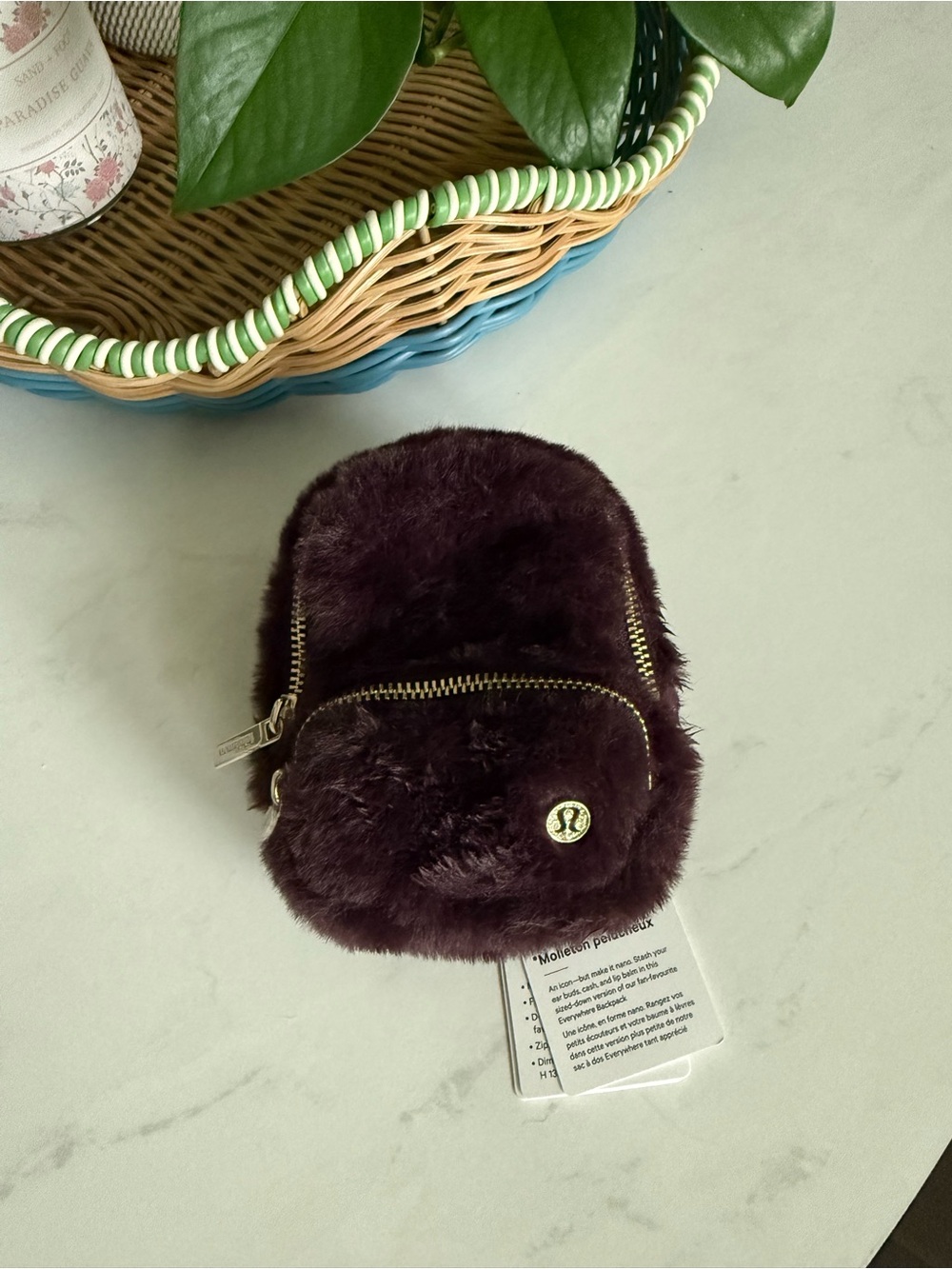 NWT Lululemon Everywhere Nano Backpack Plush Black Plum Gold
